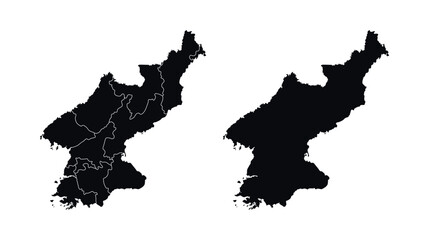 
North Korea Map vector icon. Map of North Korea Black Silhouette.