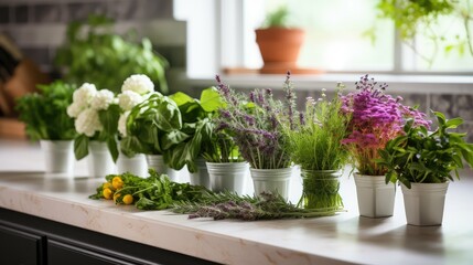rosemary flowers in kitchen