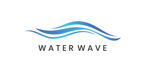 Abstract water wave logo icon with line art