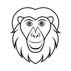 Stylish Proboscis Monkey Head Line Art Outline Vector for Prints