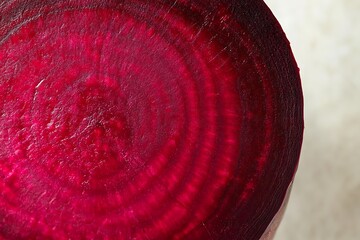A close-up view of a freshly sliced beetroot