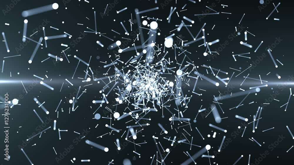 Poster abstract background with motion plexus of dots and lines. futuristic visualization of a network conn