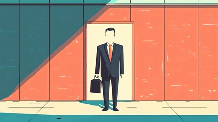 Anonymous Businessman Holding Suitcase with Hidden Identity