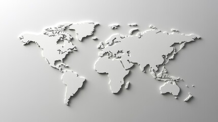 Embossed world map on gray background; global connection concept