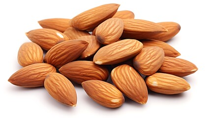 Obraz premium Group of almonds isolated on white background