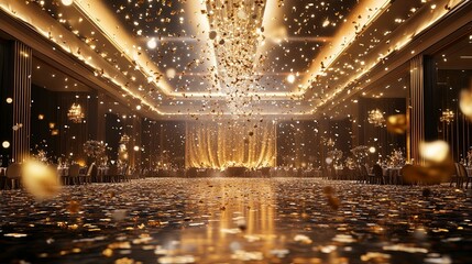 Golden Ballroom Celebration Confetti Shower