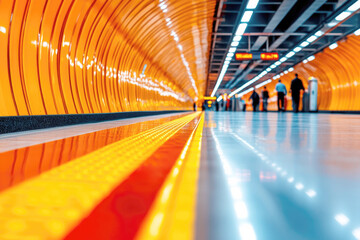 Fototapeta premium Minimalist modern design of a bangkok subway station with vibrant colors for urban architectural aesthetics