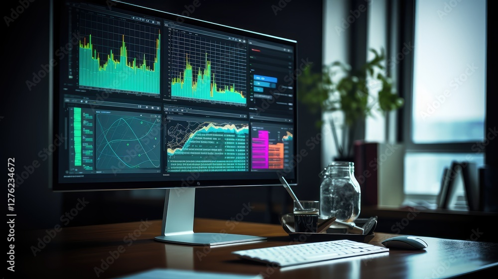 Poster software data on computer screen