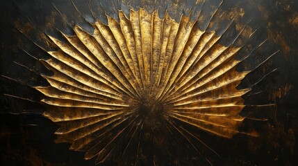 golden sunburst abstract art black and gold textured painting