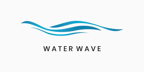 Abstract water wave logo icon with line art