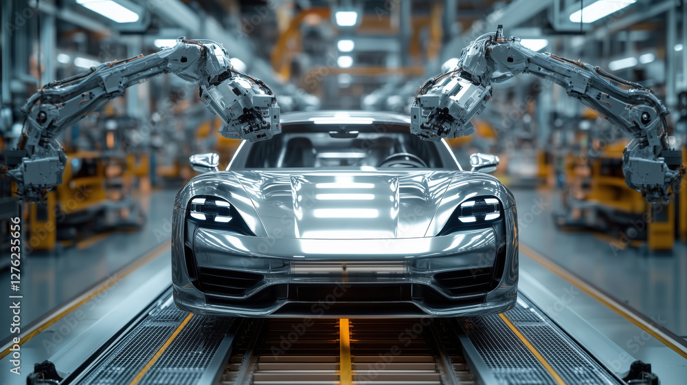 Poster advanced robotics in automotive manufacturing: cutting-edge technology enhancing production efficien