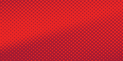 Red and crimson pop art background in retro comic style with halftone dotted design
