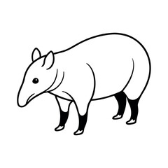Trendy Tapir Line Art Outline Vector for Web and Print