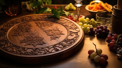 Fototapeta premium serving wooden cutting board round
