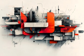 Abstract composition exploding with dynamic shapes and textures