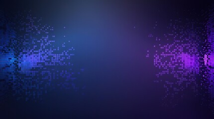 A dark blue and purple noise effect background with light shadows blends into the base background featuring a pixelated backdrop