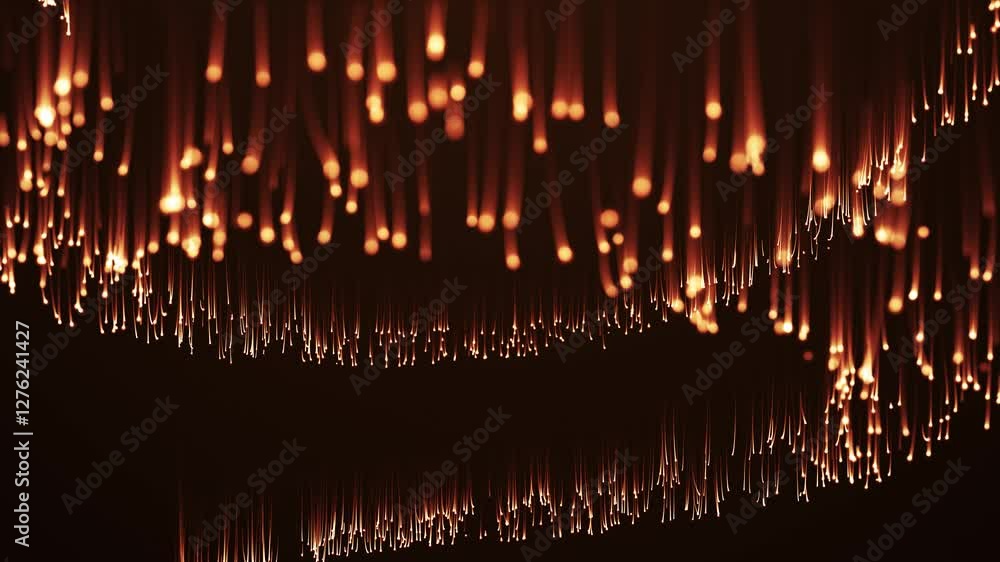 Poster abstract background of golden particle lines. gold shiny background. abstract bright lines with wave