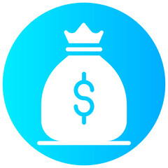 money bag vector round glyph icon