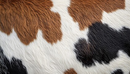 Close up of patterned cow fur in brown black and white