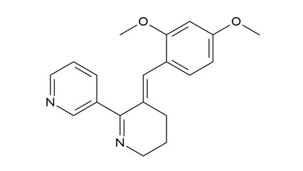 gts-21 molecule, structural chemical formula, ball-and-stick model, isolated image antipsychotics