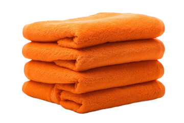 stack of orange towels isolated on white or transparent png