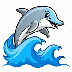 Obraz premium Playful Dolphin Vector: Cartoon Ocean Animal Illustration