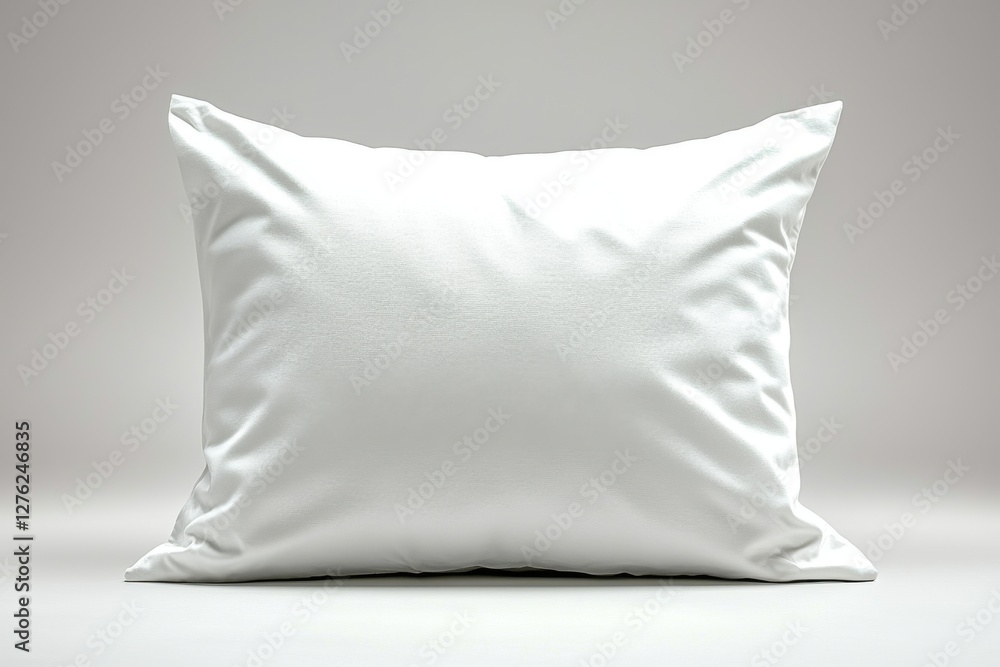 Poster a blank white square pillow is displayed on a neutral background, offering a versatile template for 