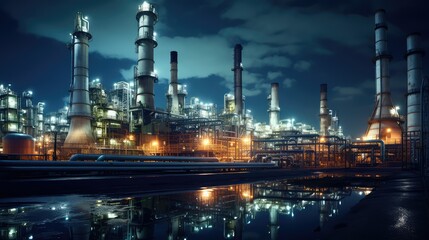 pipes chemical plant night