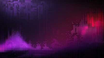 A dark red and purple noise effect background with light shadows blends into the base background featuring a pixelated backdrop