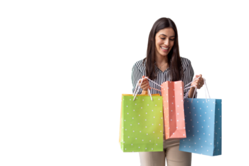 Elegant Latina woman carrying luxury shopping bags