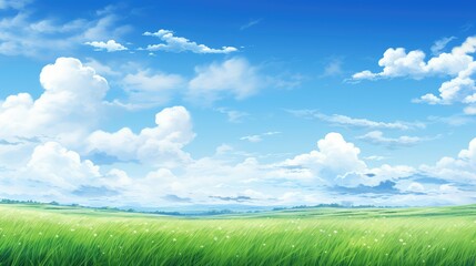 Obraz premium tranquil blue sky green field