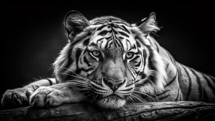 Majestic Sleeping Tiger: Black and White Fashion Photography