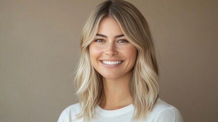 beautiful blonde woman smiling