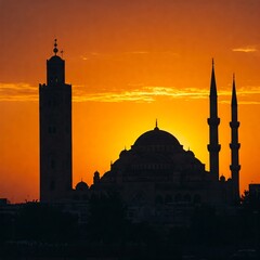 mosque at sunset