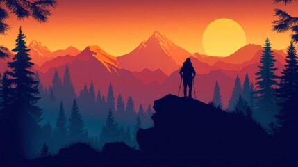 majestic sunset mountain silhouette