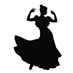 Elegant silhouette of flamenco dancer in motion, artistic expression