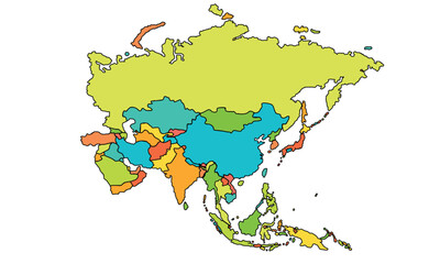 Asia map isolated on white background. for website layouts, background, education, precise, customizable, Travel worldwide, map silhouette backdrop, earth geography, political, reports.	