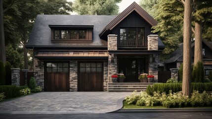 wooden garage door house