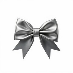 Naklejka premium Elegant Silver Ribbon Bow Tie Graphic Design Decorative Ornamentation Festive Occasion Symbolic Gift
