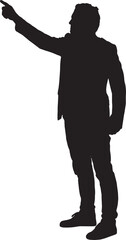 vector; silhouette;side view of man pointing and looking up