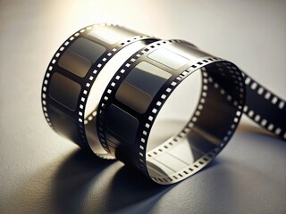 Minimalist Black and White Curled Film Strip Stock Photo
