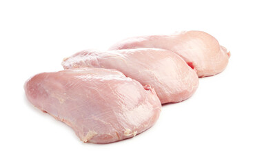 Three raw turkey breasts isolated on white