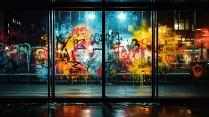 tag graffiti on glass