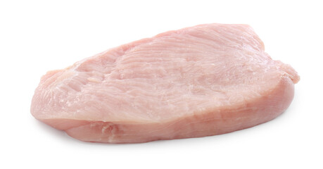 Piece of raw turkey meat isolated on white