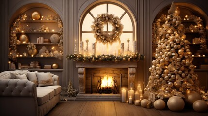 livingroom gold merry christmas