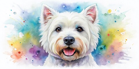 Minimalist Watercolor West Highland White Terrier Dog Print for T-shirts & Hoodies