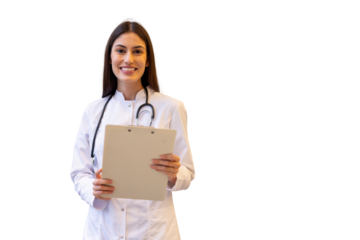 Determined Latina medical professional reviewing treatment notes