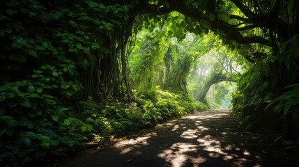 leaves green tunnel