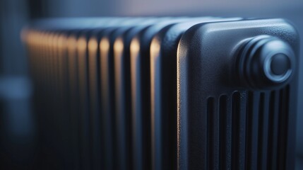 Close up of radiator. Radiator heater is in room with radiator. Close up of generative ai with a close up of a photo. A detailed view of a lifestyle radiator.
