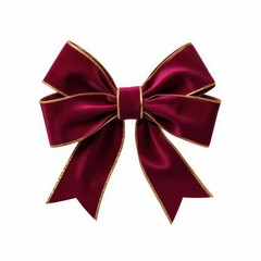 Fototapeta premium Elegant Maroon Ribbon and Gold Trim Decorative Bow Festive Holiday Celebration Ornamentation Crafting
